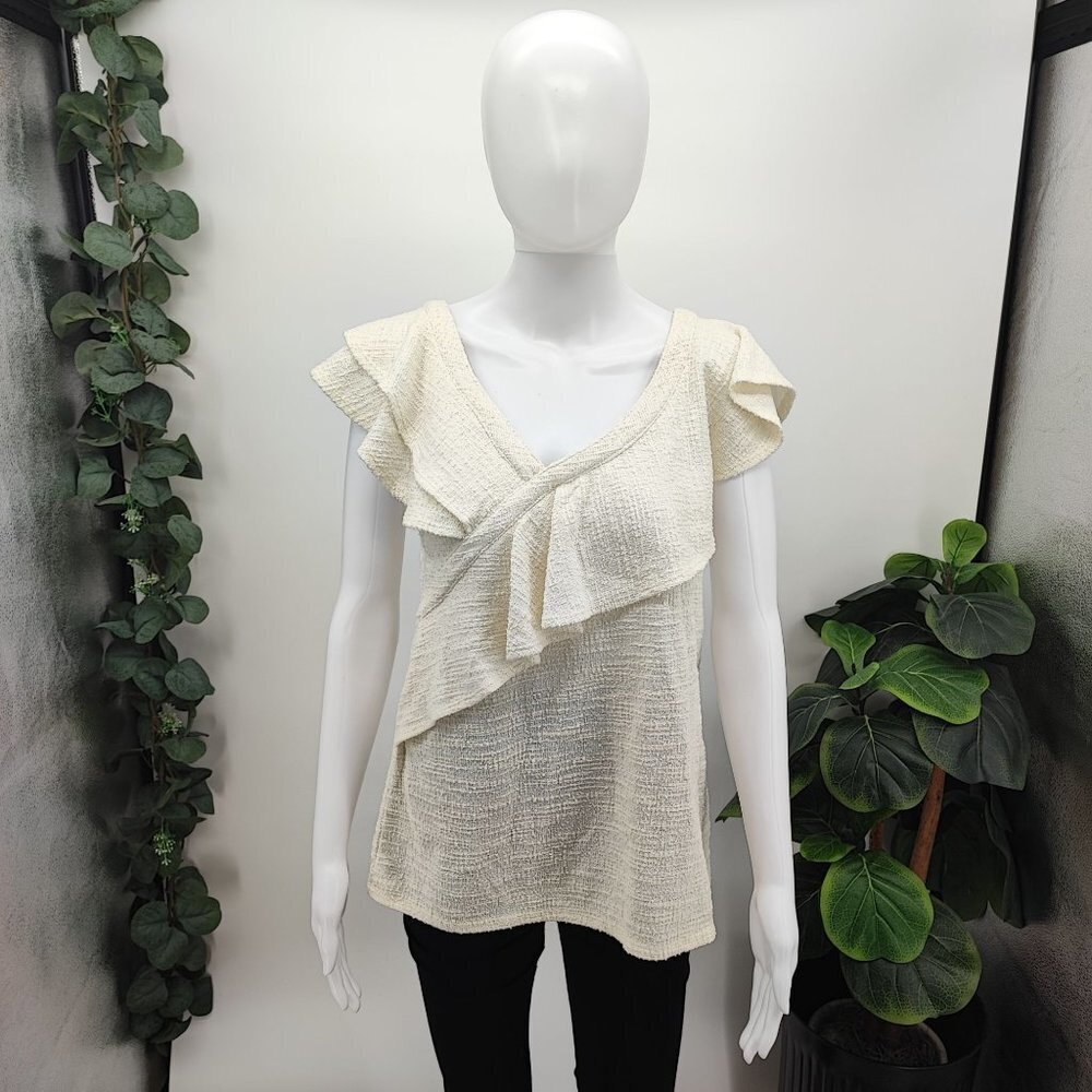 Dolan Women’s Louisa Ivory Off Shoulder Ruffle Top Size Medium